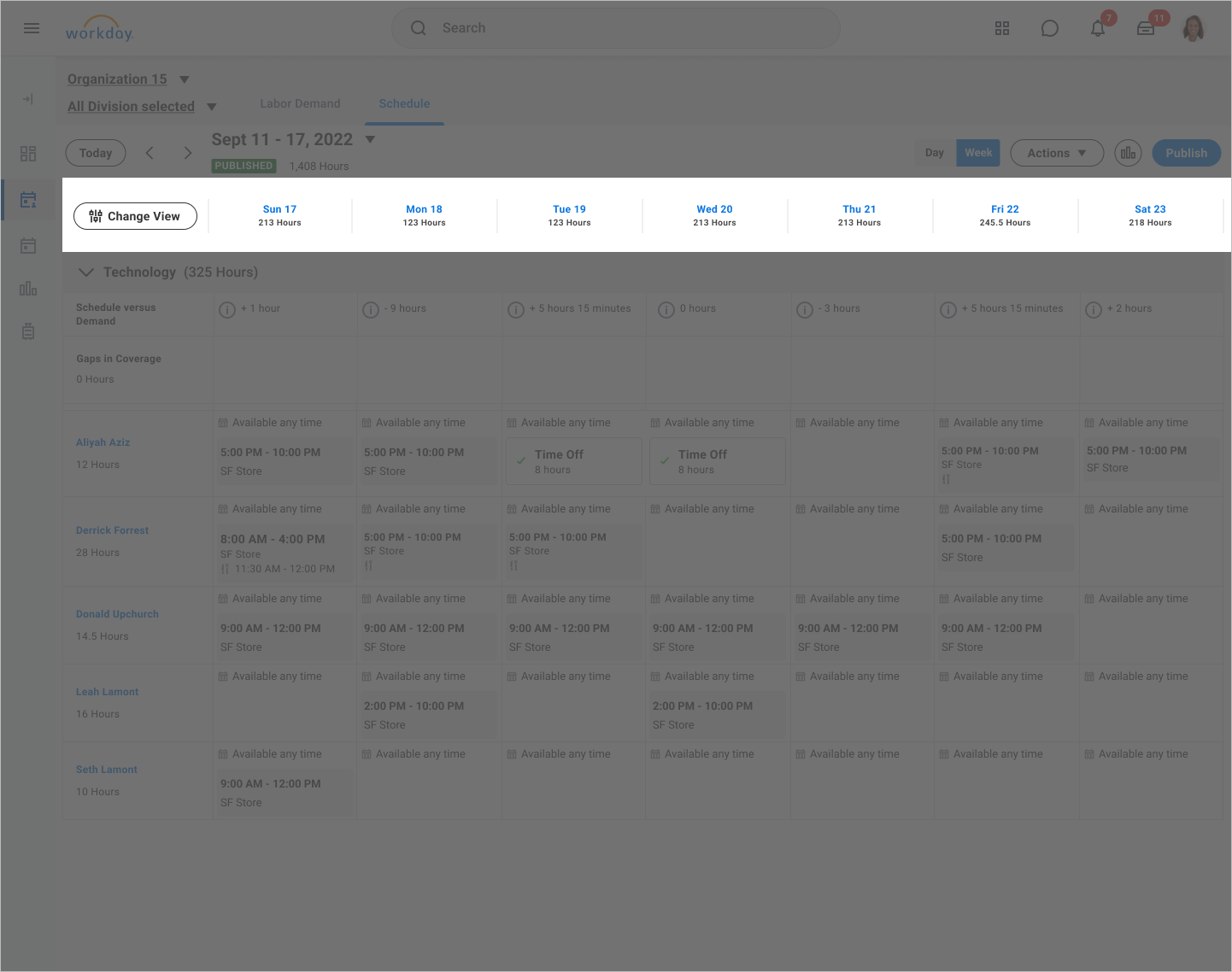 Scheduling-days schedule